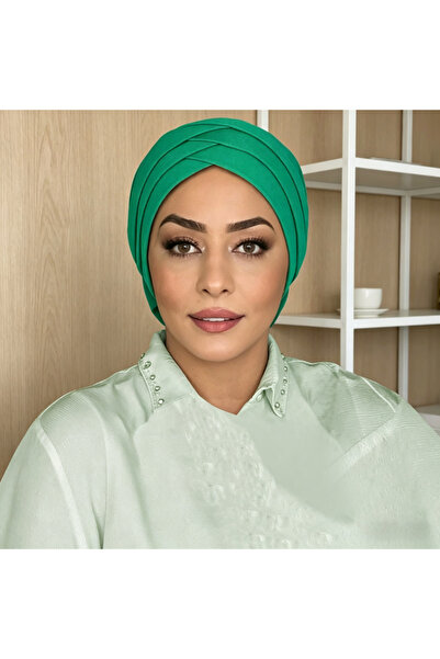 Take Two By Styli Green Plain Hijab Turban