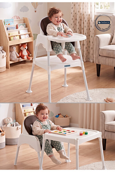 Bebeck Çalışma Masalı Tabureli Pedli 3in1 Mama Sandalyesi (METAL AYAKLI)