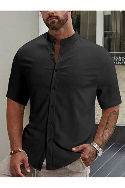 Take Two By Styli Men Stand Collar Slim Fit Casual Shirt