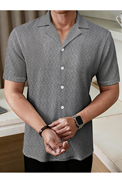 Take Two By Styli Men Textured Knit Short Sleeve Shirt