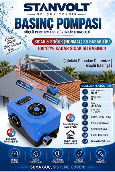 STANVOLT 100°C Dayanıklı Güneş Enerjisi Ve Sıcak Su Basınç Artırıcı Pompa / 1...