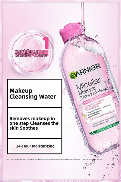 Garnier Micellar Makeup Cleansing Water 700ml, 24 Hour Hydration, for Sensitive Skin, Vegan & Cruelty Free