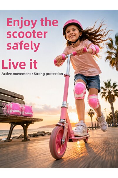 Lisinya Child Protective Pink Child Protective Sports Set Knee Pad Elbow Pad ...