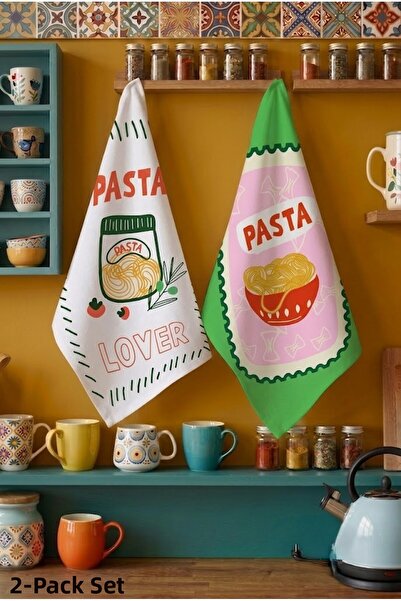 ASDİVA Set of 2 Colorful Printed Dowry Kitchen Towels - 35X55 Drying Cloth Gr...
