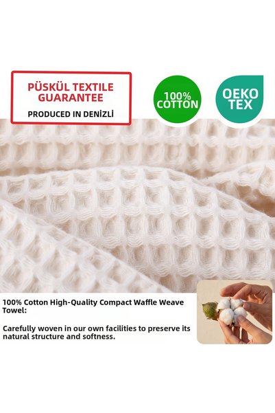 Püskül Tekstil Luxury Kitchen Towels 3 Pieces - High Quality, 100% Cotton, 30X30 Cm, Waffle Weave Hand Face Guest Towels Washcloth Towels