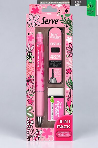 SERVE DEEP Original Nature Collection Set of 3 Pens with Tip 0.7 Mm, Eraser a...