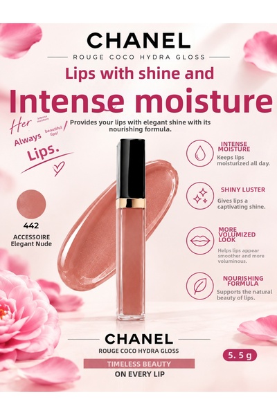 Chanel Rouge Coco 447 Bourgeoisie Intense Radiant Lip Care with Moisturizing ...