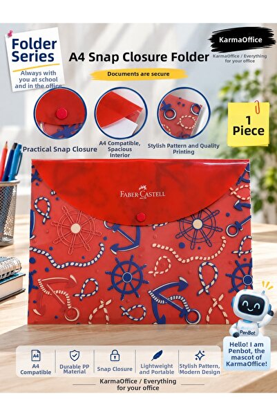 Faber Castell A4 Snap File – Anchor Patterned Student Document Folder