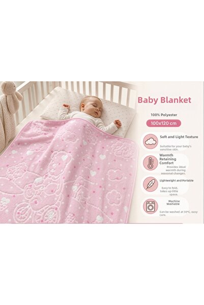 Merinos Plush Baby Blanket Newborn Blanket, Baby Blanket Soft Blanket Pink Wi...