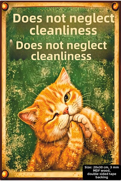 Hayat Poster Cat Does Not Ignore Cleaning Home Decoration Mdf Painting Board ...