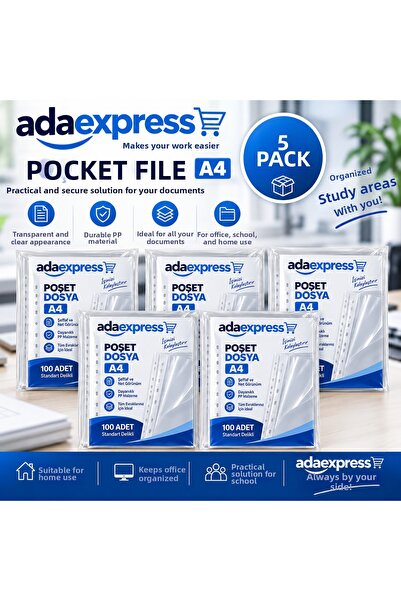 ADAEXPRESS حقيبة ملفات شفافة 5 عبوات (500 قطعة)