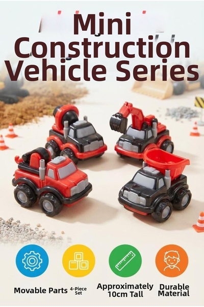 Tıfıl Toys 4-Piece Construction Set 10 cm Truck Bucket Mixer Crane Educationa...