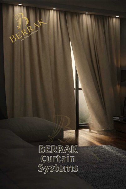 Generic Brand Beige Color Pleatless Extrafoam Stitched Blackout Blackout Background Curtain, Lightproof Ready-To-Use Single Panel Buttons Sewn Sunshade Curtain