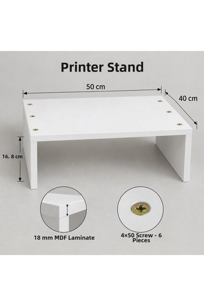 özçamlar mobilya Printer Stand 50X40X16.8 cm White Mdf