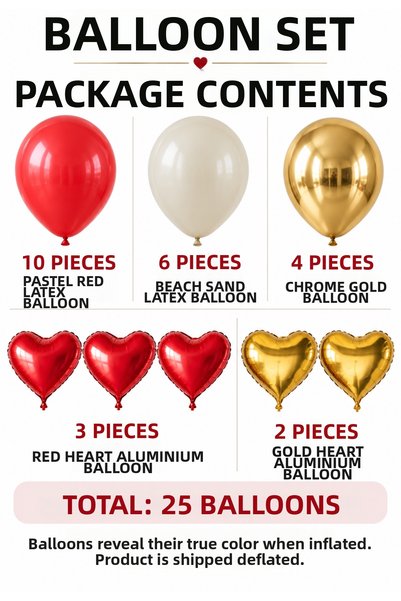baloss fer Red Love Gold Deluxe Balloon Set 25 Pieces Pastel Red Sea Sand Chrome Gold Red Gold Heart Foil Lover Birthday Party Decoration Balloons