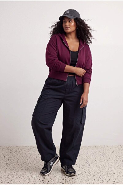 Trendyol Curve Plum Crop Oversize Knitted Sweatshirt Tbbaw27Ao00002