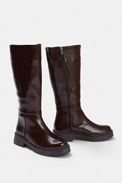 TRENDYOL SHOES Dark Brown Women's Boots Takaw27Cz00010