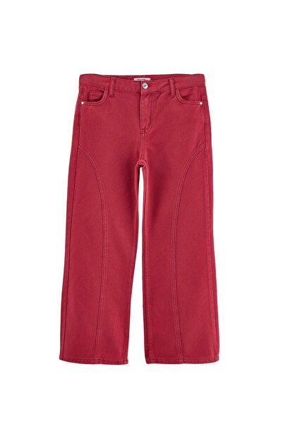 TRENDYOLKIDS Burgundy Girls' Wide Leg Jeans Tkdaw27Je00003