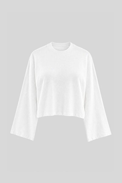Trendyol Collection تي شيرت محبوك بلون إكرو TWOAW27TS00106