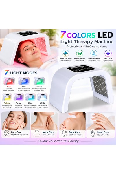 Choice EU plug 7 Colors LED Light Facial Device Skin Brightening Soothing Smo...