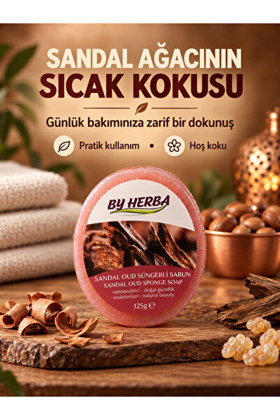 By Herba SANDAL OUD ÖZLÜ NATUREL GLİSERİNLİ SÜNGERLİ SABUN PEELİNG ETKİLİ DUJ...