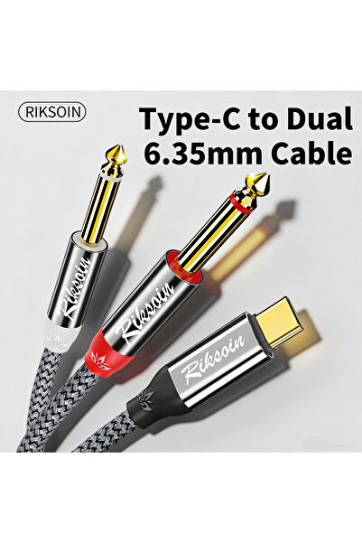 Choice كابل صوت USB من النوع C إلى مدخلين 6.35 ملم TS بطول 0.6 متر، كابل ستير...