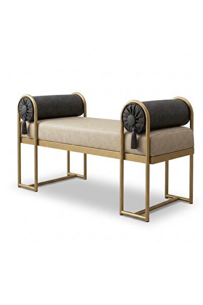 asaella mobilya Solid Bench 120 cm Metal Ayaklı Döşemeli Püsküllü Bench – Yat...