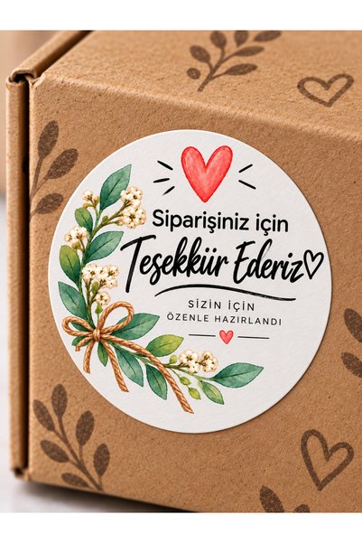 Avrupa Tedarik Siparişiniz İçin Teşekkür Ederiz Sticker 4 cm 48 Adet Çiçekli ...