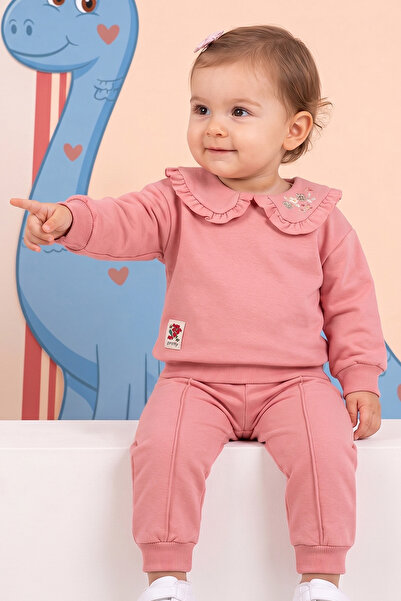 Rocha Baby Rocha Kız Bebek Gül Kurusu Çiçek Nakışlı Bebe Yakalı 2'li Takım - ...