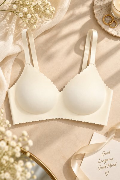 LALA İÇGİYİM Women's Lotus (Unpadded) Underwireless Gatherer 3-Piece Bra Set