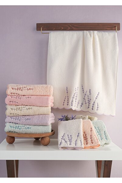 MARİBOR (Set of 6) Premium 3D Embroidered Bamboo Special Boxed 50X90Cm. Çeyiz...