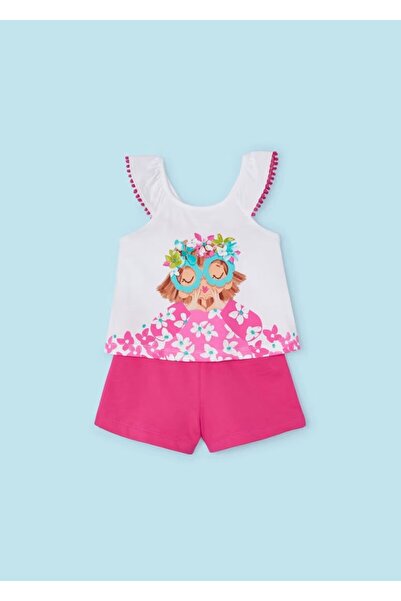 MAYORAL Girl's 2-Piece Sleeveless Blouse and Shorts Set Fuchsia