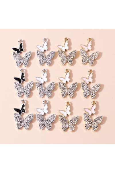 Choice3 Random Mix colors 10pcs Brilliant Clear Crystal Butterfly Charms Butt...