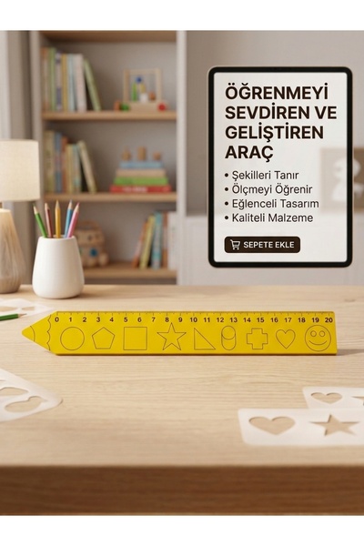 YILDIZ HOBİM Eğitici Ahşap Çocuk Cetveli 20 cm