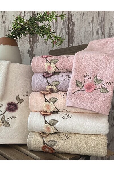 MARİBOR (Set of 6) Premium 3D Embroidered Bamboo Special Boxed 50X90Cm. Çeyiz...