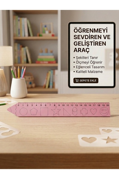 YILDIZ HOBİM Eğitici Ahşap Çocuk Cetveli 20 cm