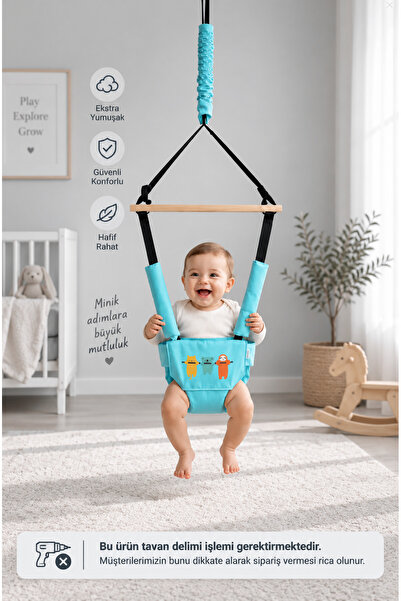 YHH Kids BouncyNest Elyaf Dolgulu Bebek Hoppala – Yumuşak Minderli, Emniyet K...