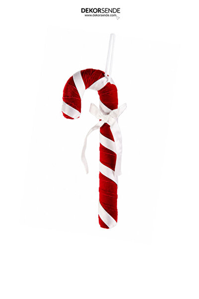 Dekorsende Christmas Ornament Velvet Candy Cane Red White 35 cm