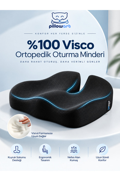 PİLLOWART Premium Memory Foam Çalışma Koltuğu Oturma Minderi – Uzun Oturuşa Ö...
