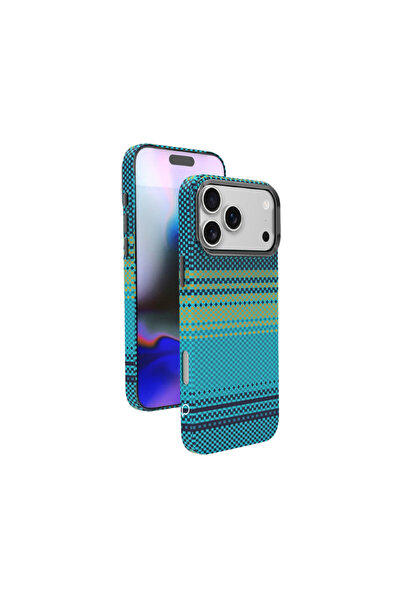 Piili iPhone 17 Pro Max Kevlar Serisi MagSafe Kılıf Hasır – Mavi