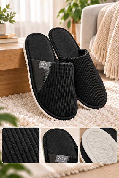 Slipcat Unisex Ev Terliği Kaymaz Tabanlı Ribana Kumaş Konforlu Model Şık ve K...