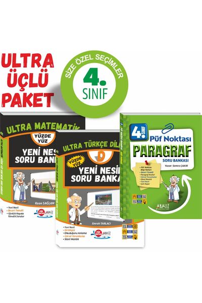Analiz Yayınları 4.sınıf Ultra 3'lü Set (MATEMATİK - PARAGRAF-T.DİLBİLGİSİ)