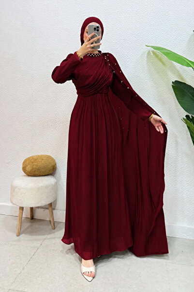 Abiye Diyarı Bergüz Cape Covered Janjan Fabric Lined Hijab Evening Dress