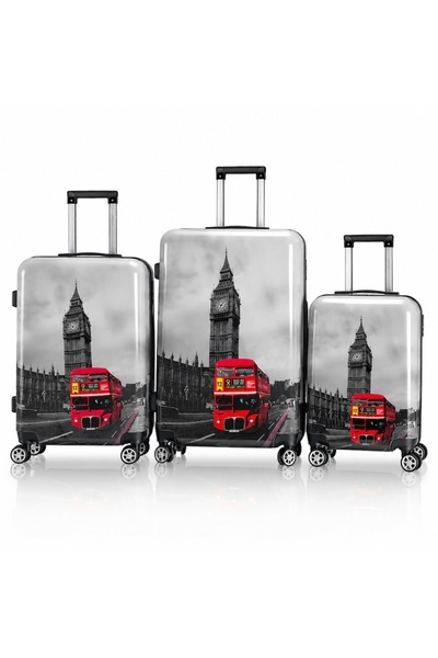 CASLON Set 3 Valize Calatorie Polipropilena, Roti Duble 366°, Fermoar cu Cifr...