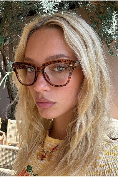 Chunky Frame Ogi Unısex Leopar Geometrik Mavı Işık Korumalı Gözlük