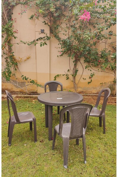 Generic Brand Round Table Set with 4 Chairs - Water and Sun Resistant for Indoor and Outdoor Use