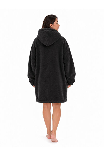 Mulberry Wellsoft Kapşonlu Giyilebilir Tv Battaniyesi Unisex Over Size - Siyah