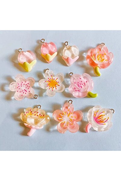 Choice 10pcs mix 10pcs Transparent Flower Resin Charms For Jewelry Making Nec...