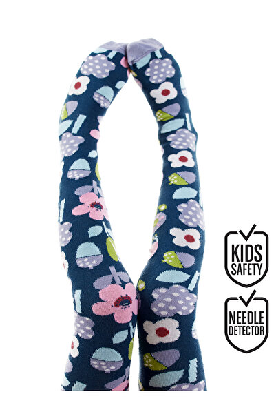 Denokids Kız Çocuk Çiçek Desenli Pamuklu Çok Renkli Külotlu Çorap 4-9 Yaş
