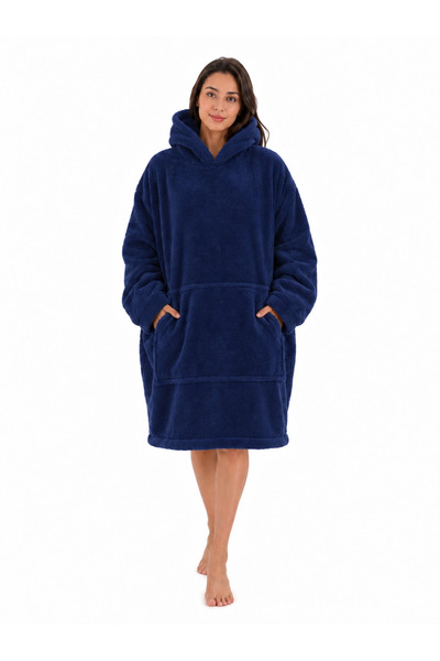 Mulberry Wellsoft Hooded Wearable Tv Blanket Unisex over Size-Navy Blue